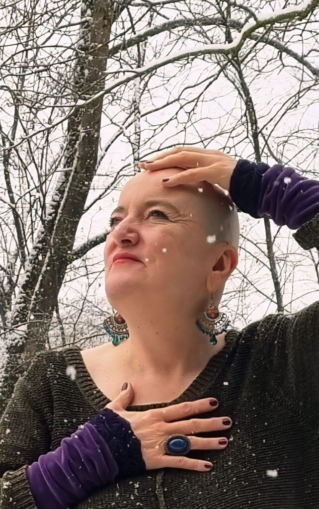 Schnee auf blanker Kopfhaut